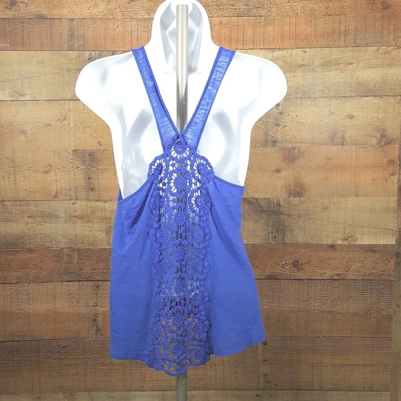 So Juniors Doily Knit Tank Top Junior Women's Size Small Blue - Picture 4 of 5